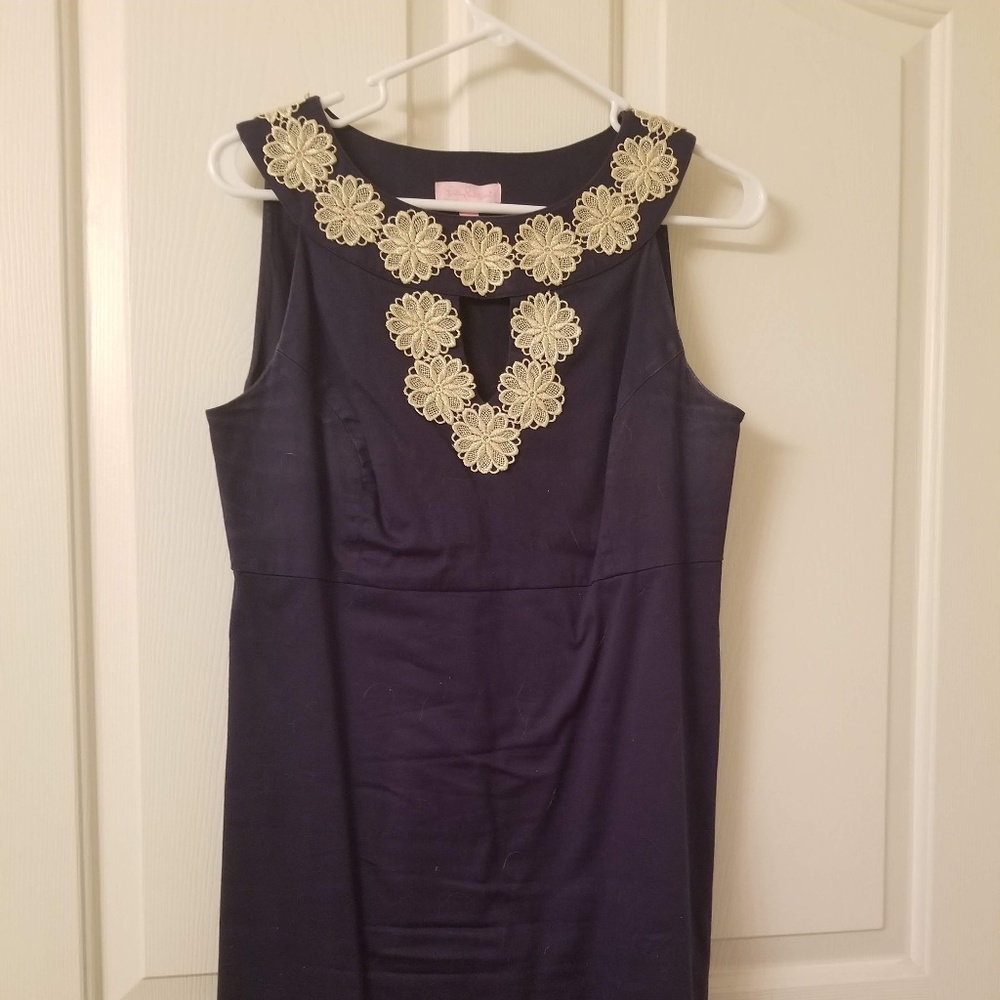 Lilly Pulitzer Dress Navy and Gold